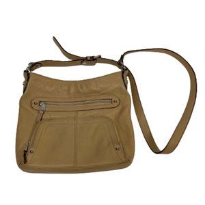 Tignanello Tan Leather Crossbody Bag Purse Brown